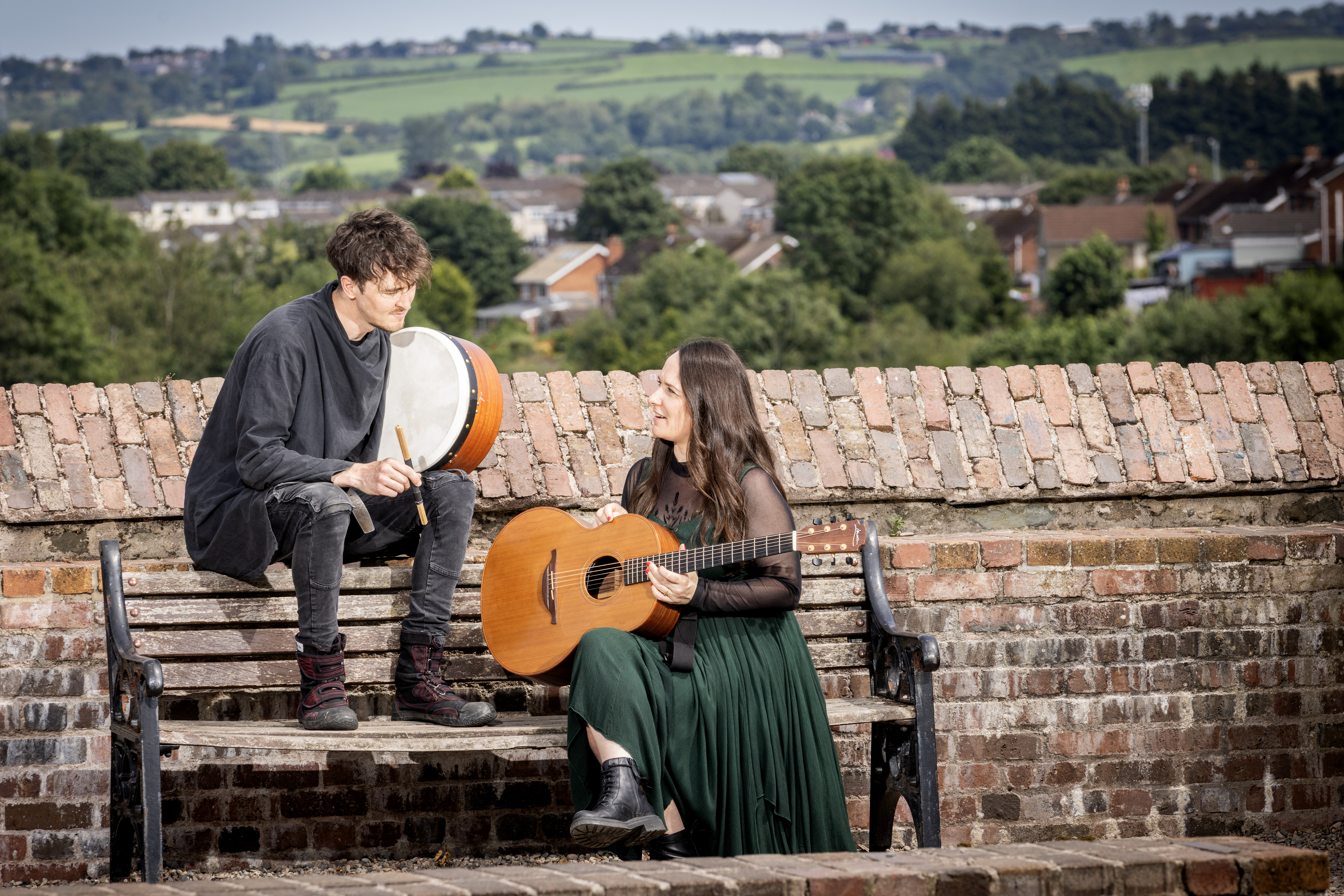 TRÚ's Michael Mormecha and singer-songwriter Fionnuala Fagan-Thiébot (Tia Bow), who will perform at the Candlelight Cathedral Irish Music Showcase on 5 August.
