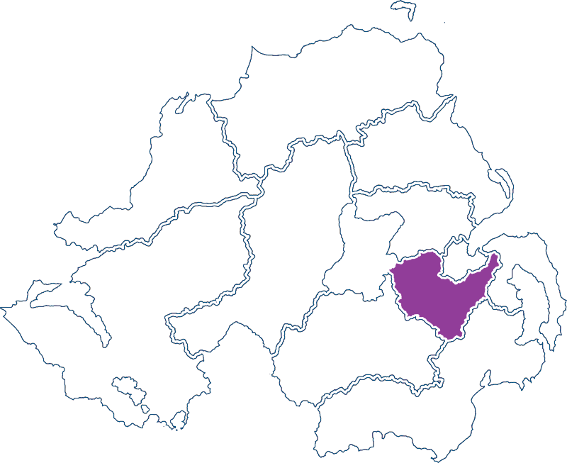 Map of Northern Ireland with the Lisburn and Castlereagh area highlighted